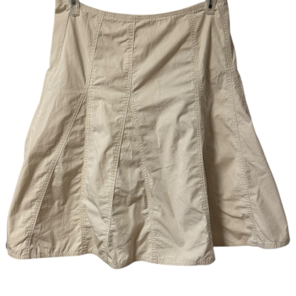Gap Y2K Flare Mid Length Skirt Size 10 Cream Off White Tan Pleated Vintage
